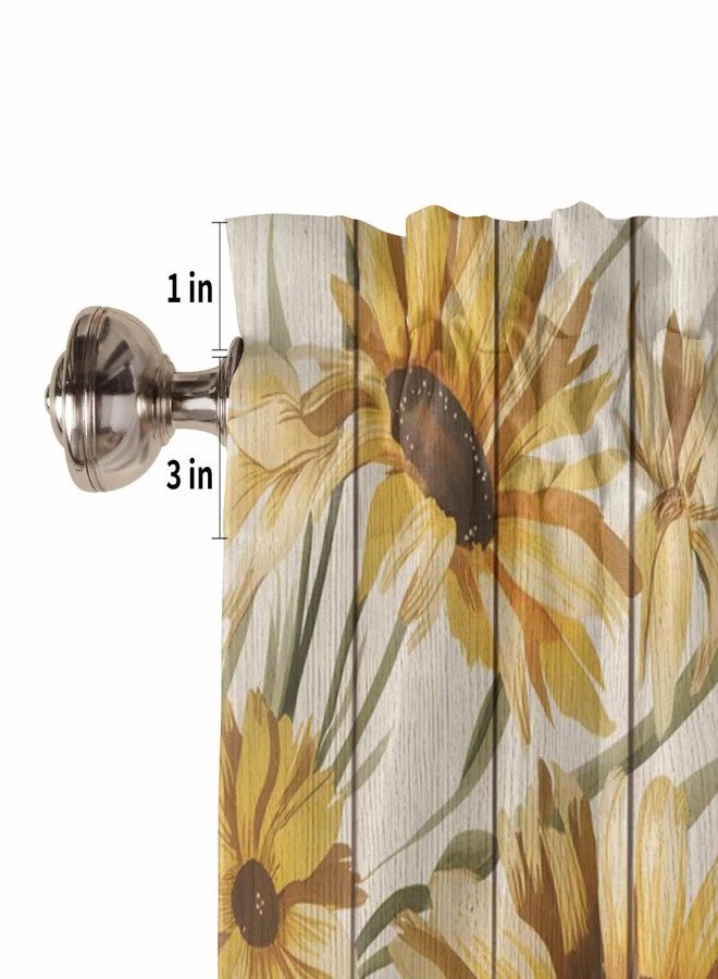 Custom Bed USA Sunflower Window Curtain Valance for Kitchen Windows/Bathroom/Living Room/Bedroom Privacy Decorative Rod Pocket Short Window Valance Curtain, 52" W x 18" L, Vintage Flowers Butterfly on Wooden Board - Image 4